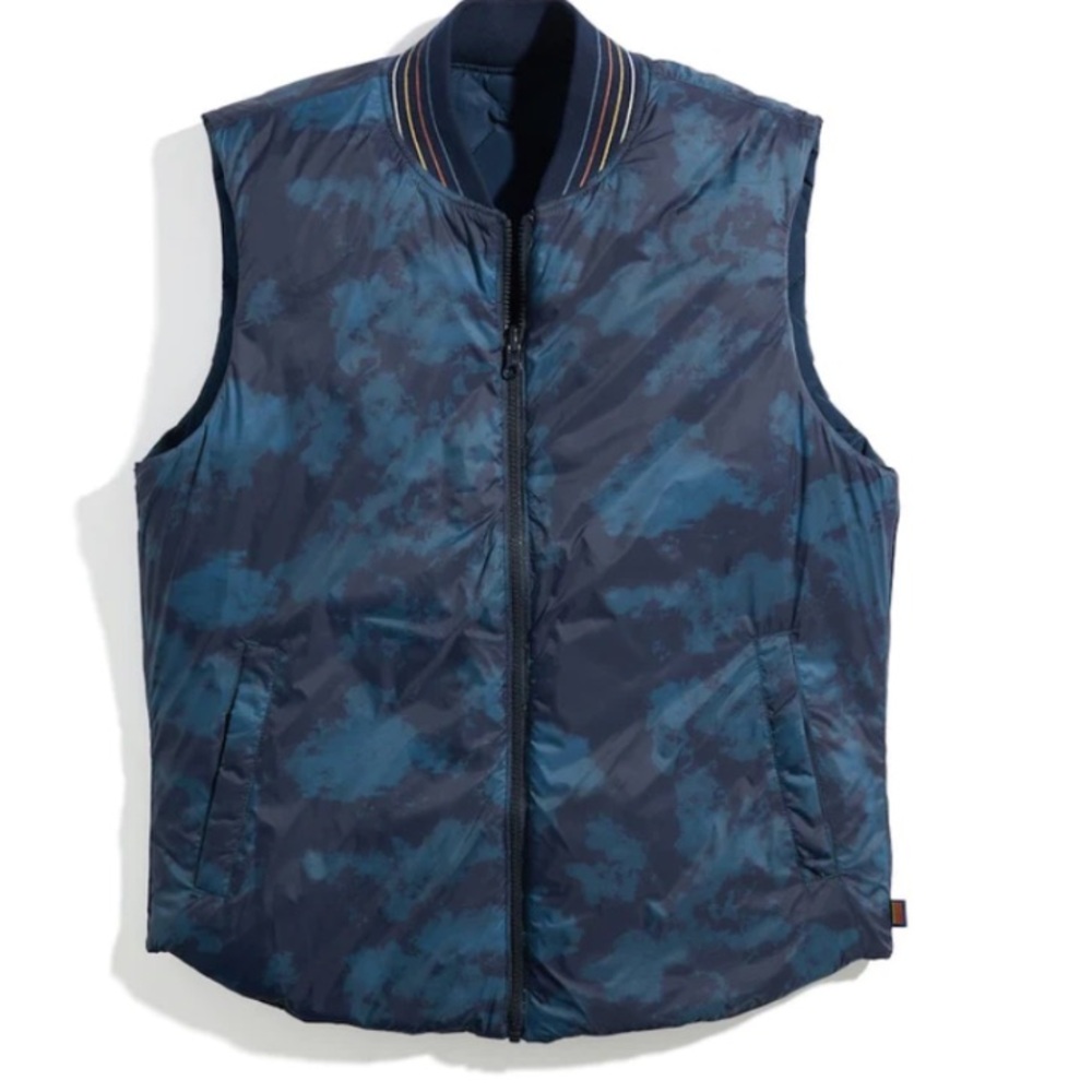 Marine Layer men’s reversible packable Sky Captain down puffer vest Sz M